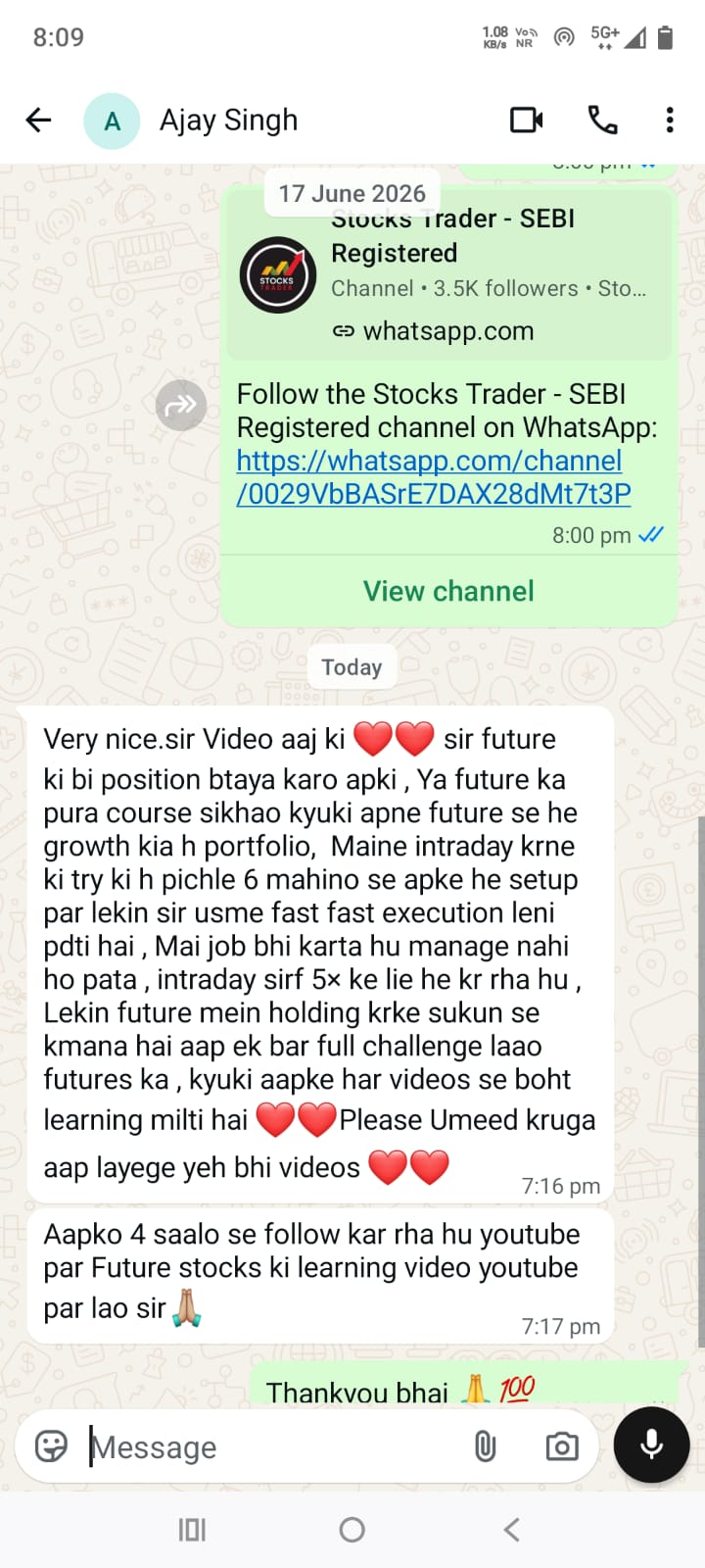 Client appreciation WhatsApp screenshot